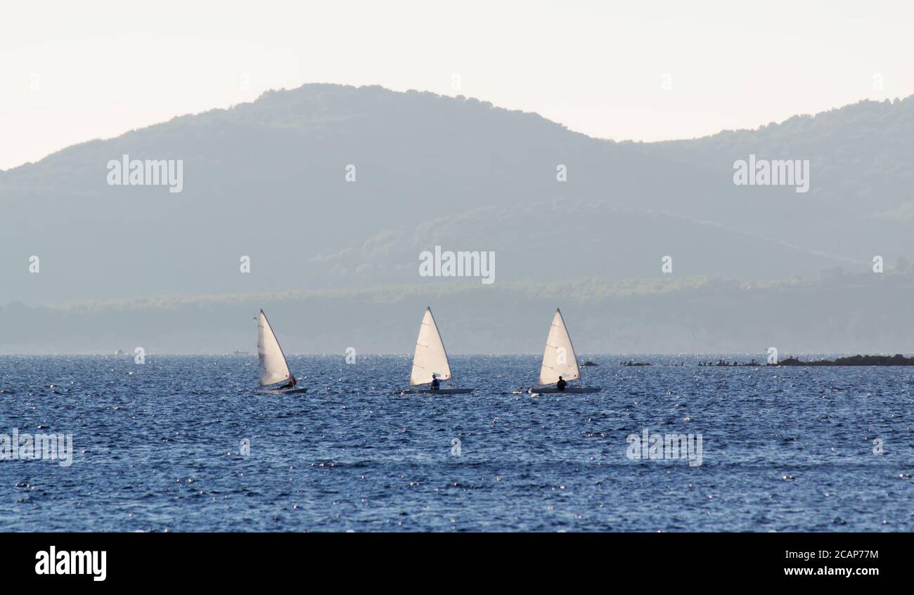 Small training sailing boats hi-res stock photography and images - Alamy